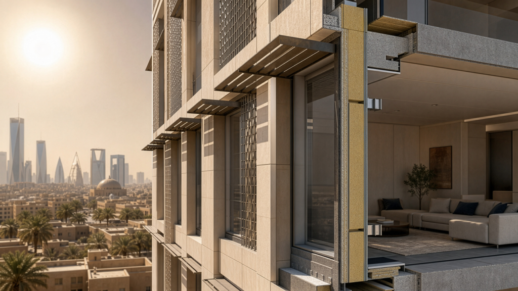 تصميم الواجهات في المناخ السعودي والعزل الحراري